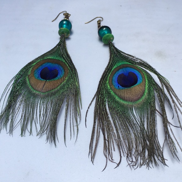 New! Bohemian Peacock Tassel Earrings - Picture 6 of 10